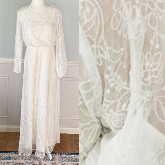 NWT ModCloth Slip Dress Embroidered Overlay Maxi Dress Coastal Cowgirl Boho - Picture 1 of 16